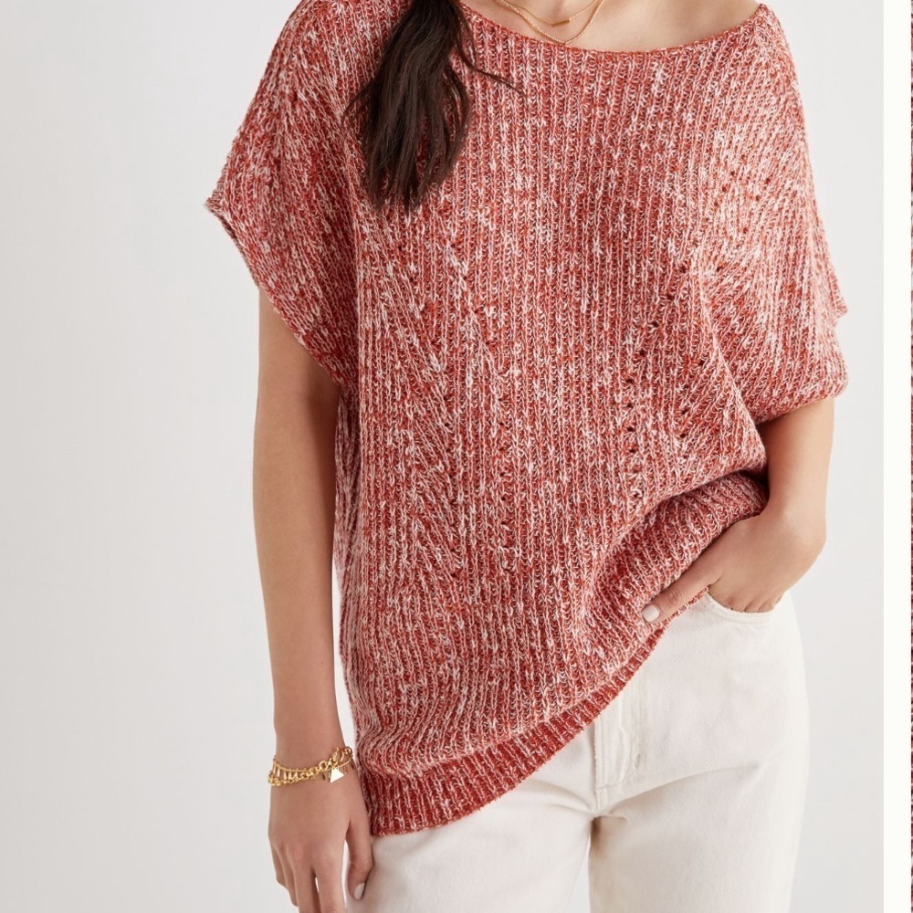 Anthropologie Red Knit Tunic Open Back Pullover